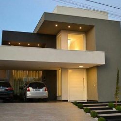 Residência alto padrão fachada moderna com iluminação
